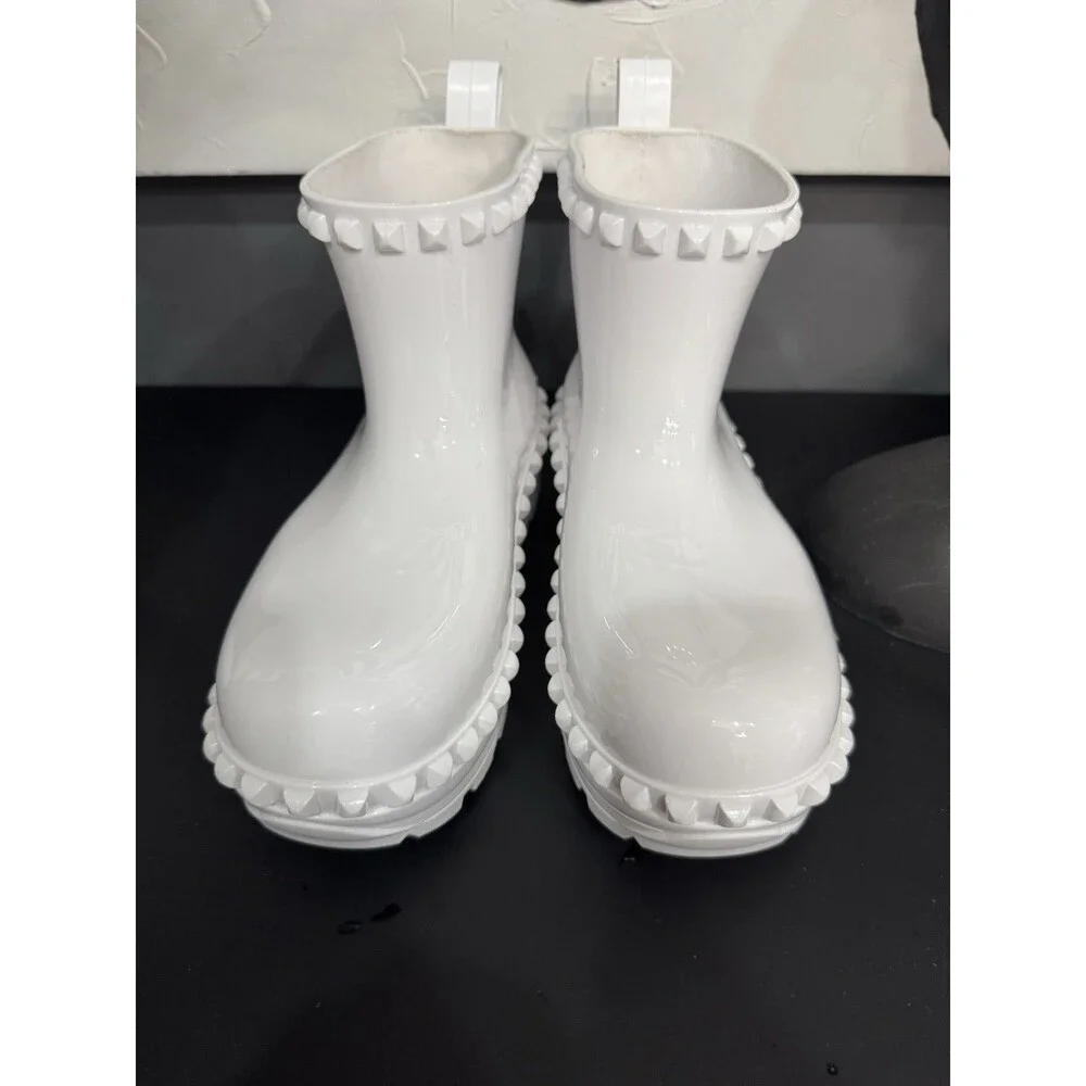 Carmen Sol Graziano Jelly Rain Boots Women's 36 US 6 White Studded BNWOT Vegan - Picture 3 of 6